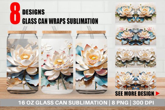 Download Glass Can 3D Lotus Flower Painting - Premium Bundle