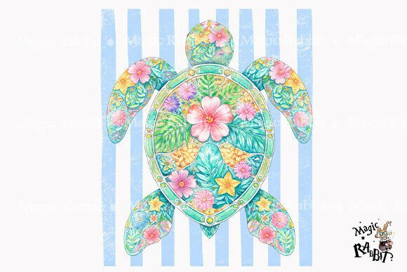 Download Floral Sea Turtle Tropical Art PNG - Premium Resources