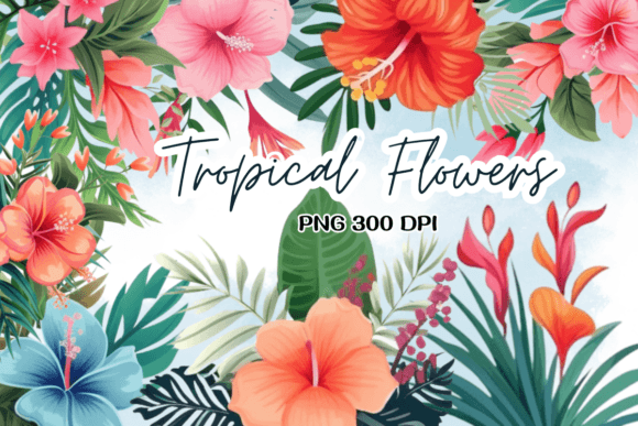 Download Tropical Flowers Summer Watercolor PNG - Tropical flowers Collection