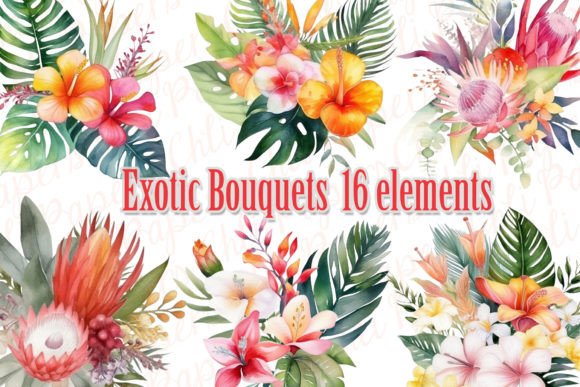 Download Watercolor Tropical Flowers Clipart, - Tropical flowers Collection