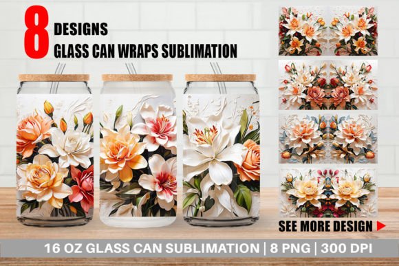 Download Glass Can 3D Lily Flower Painting - Flower painting Collection
