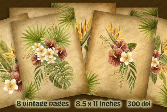 Download Tropical Flowers Bouquets Vintage Pages - Tropical flowers Collection