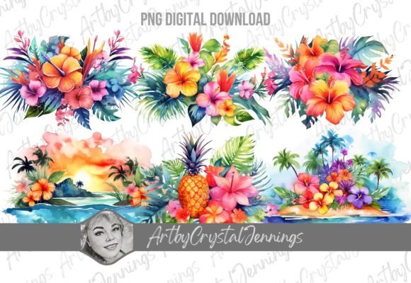 Download Colorful Tropical Flowers Hawaiian PNG - Tropical flowers Collection