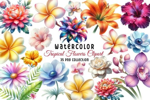 Download Tropical Flowers Clipart Bundle - Tropical flowers Collection